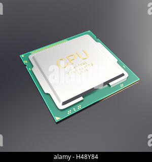 Illustration 3d processeur CPU, isolé sur blanc. 3d illustration Banque D'Images