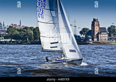 Allemagne, Hambourg, port, Elbe, voilier, pilote, pilote maison, Banque D'Images