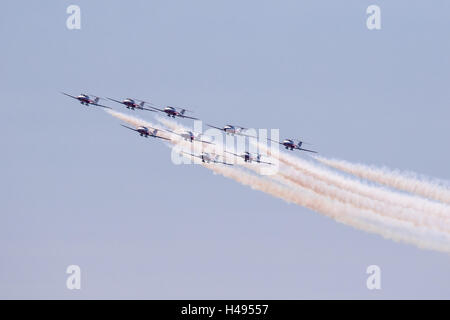 Neuf Snowbirds des Forces voler dans la grande flèche Formation Banque D'Images