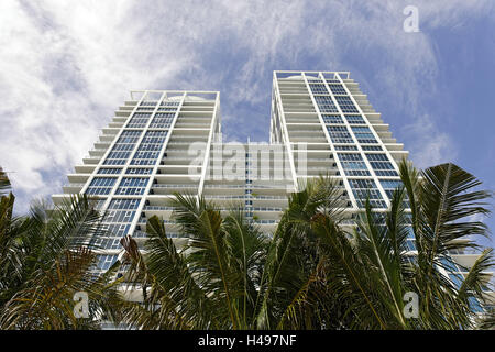 Immeubles en hauteur directement sur la plage, suture dans '69', Pièce de Miami South Beach, Florida, USA, Banque D'Images