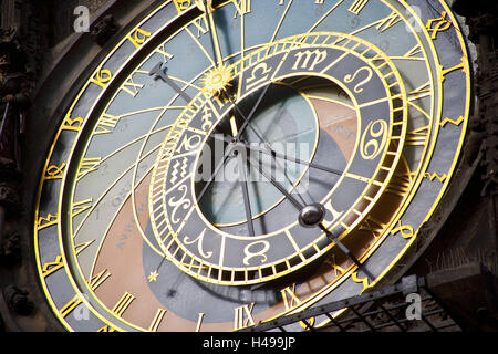 Cadran solaire, Town Square, marché, Vieille Ville, Prague, horloge, la main, l'heure, l'heure, le couteau, l'astronomie, Banque D'Images