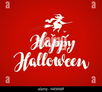 Happy Halloween bannière. Maison de vacances magnifique message écrit Illustration de Vecteur
