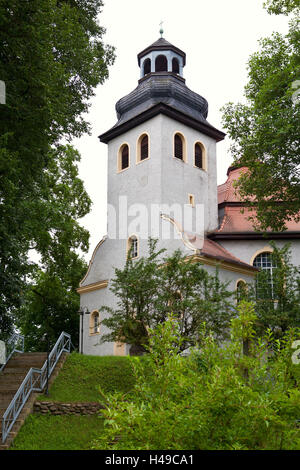 Allemagne, Saxe, randonnée à vélo, l'Oder-Neisse Podrosche, église, Banque D'Images