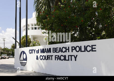 Tribunal de police de Miami Beach, Washington Avenue, Miami South Beach, quartier Art déco, Florida, USA, Banque D'Images