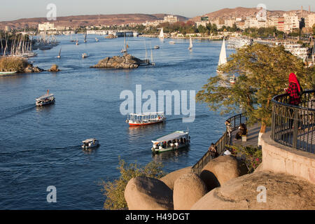 L'Égypte, Assouan, vue à partir de la garde côtière sur la première - la cataracte, Banque D'Images