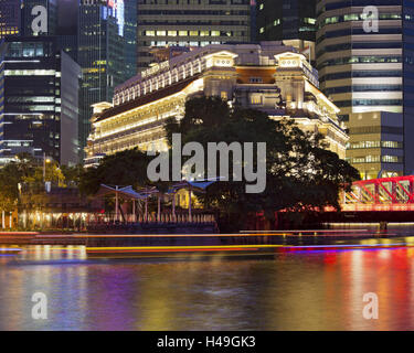 Fullerton hotel, du quartier financier, Marina Bay, Singapour, Banque D'Images