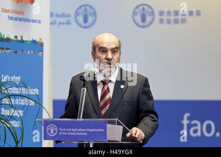 Rome, Italie. 14Th Oct, 2016. L'alimentation et l'agriculture (FAO), José Graziano da Silva, Directeur général donne un discours lors de la cérémonie officielle de la Journée mondiale de l'alimentation à Rome, Italie, le 14 octobre 2016. Credit : Jin Yu/Xinhua/Alamy Live News Banque D'Images