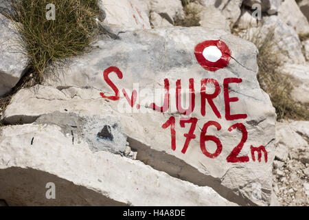 La Croatie, Dalmatie, Makarska, réserve naturelle Biokovo, sur la troisième plus haute montagne de Croatie, la Sveti Jure, 1762 m, Banque D'Images