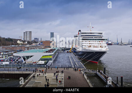 Allemagne, Hambourg, Elbe, Altona, débarcadère, Cruise Centre, Queen Elizabeth, Banque D'Images