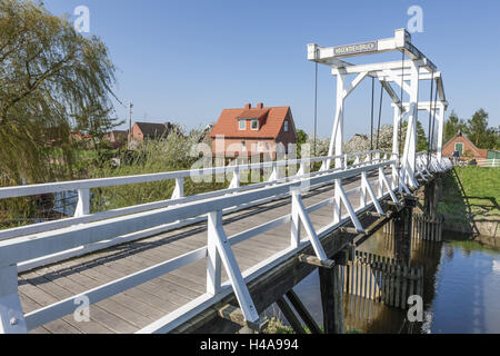 Allemagne, Basse-Saxe, Altes Land, Steinkirchen, pont, Hogendiek Banque D'Images