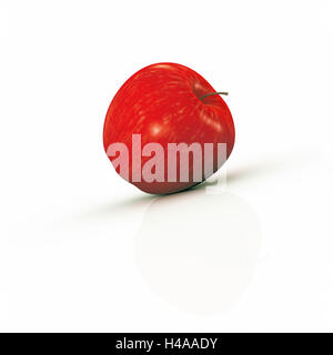 Pomme rouge frais, fond blanc, Banque D'Images
