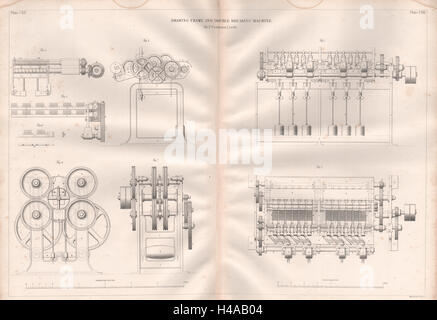 19C DESSIN TECHNIQUE. Cadre Dessin & double briser la machine. Fairbairn 1847 Banque D'Images