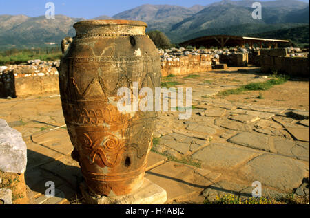 Grèce, Crete, Malia, ancien palais de temps minoischer complexes, Pithoi, Banque D'Images