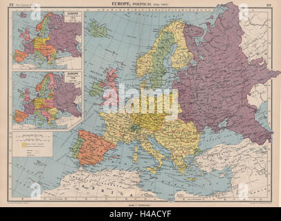 L'Europe en 1941 et 1914/38. Troisième Reich. La France de Vichy. Pologne 1944 partitionnées site Banque D'Images