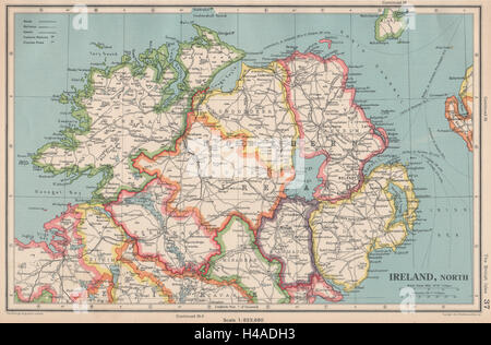 L'IRLANDE DU NORD. L'Ulster. Antrim Armagh Tyrone Londonderry. BARTHOLOMEW 1944 map Banque D'Images