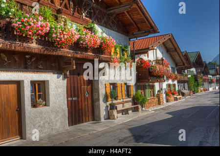 Vieux quartier de Garmisch à Garmisch-Partenkirchen, Haute-Bavière, Bavière, Allemagne Banque D'Images