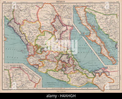 Le Mexique. montrant membres. BARTHOLOMEW 1944 old vintage map plan graphique Banque D'Images