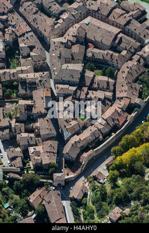 Gubbio, ville historique, du centre-ville, l'église, Ombrie, Italie, bâtiments historiques, architecture monument, vue aérienne Banque D'Images