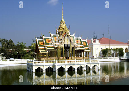 La Thaïlande, Ayutthaya, Chao Phraya, anxieux, en Pa, Asie du Sud-Est, Thiphya genre, copier, pavillon, résidence d'été, royal, étang, l'eau, de la structure, de la construction, de l'architecture, la place d'intérêt, de la culture, Banque D'Images