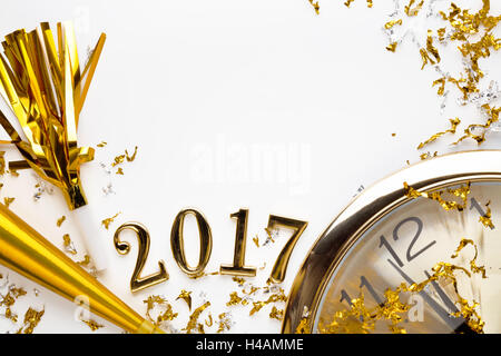 Nouvelle Année 2017 Décoration sur White Banque D'Images
