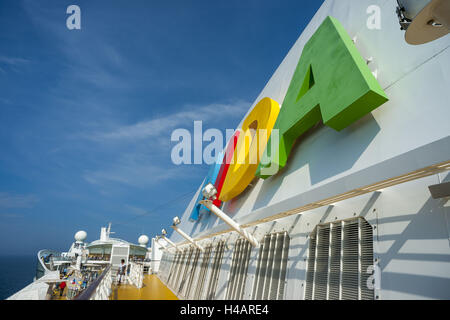 Bateau de croisière AIDA sur la haute mer, détail Banque D'Images