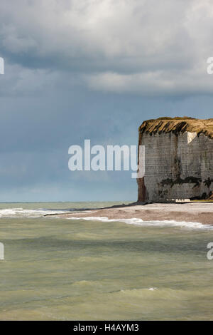 Falaise rocheuse, Veulettes-sur-Mer, Côte d'Albâtre, Normandie Banque D'Images