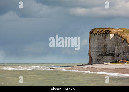 Falaise rocheuse, Veulettes-sur-Mer, Côte d'Albâtre, Normandie Banque D'Images