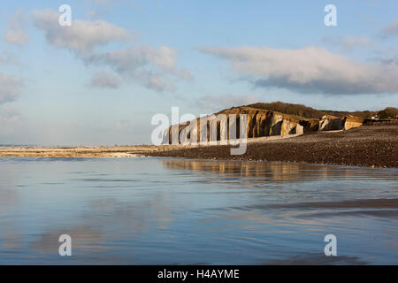 La côte, Quiberville-Plage Rock, Côte d'Albâtre, Normandie Banque D'Images