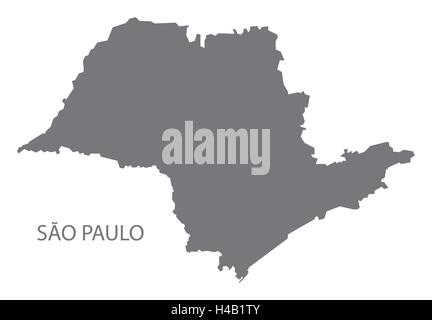 Sao Paulo Brésil carte en gris. Illustration de Vecteur