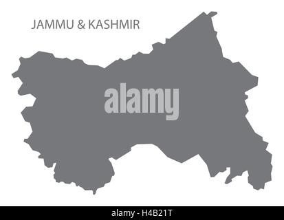 Jammu-et-Cachemire inde illustration carte grise Illustration de Vecteur
