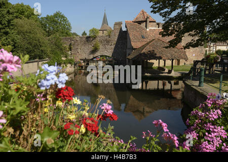 Wissembourg, Vieille Ville, lave-site, Lavoir de Bruch, Enceinte-Canal de la Lauter, canal de la Lauter, Alsace, France, Banque D'Images