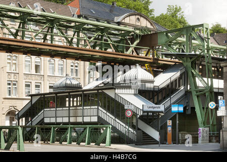 L'Allemagne, en Rhénanie du Nord-Westphalie, Wuppertal-Barmen suspension, le tribunal régional d'arrêt ferroviaire, Banque D'Images