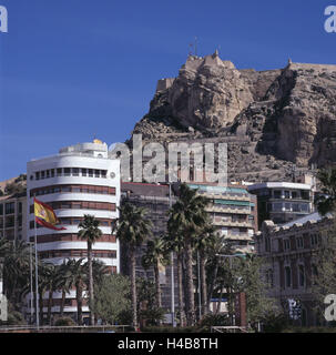 L'Espagne, Alicante, paysage urbain, Castillo de Santa, Bßrbara Banque D'Images