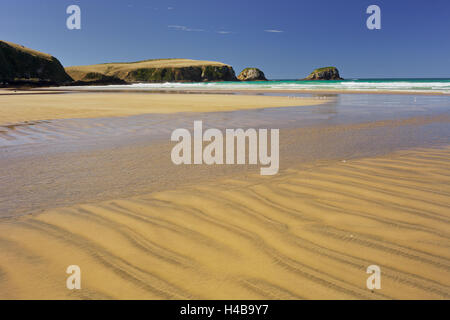 Tautuku Bay, plage de sable fin, Catlins, Otago, île du Sud, Nouvelle-Zélande Banque D'Images