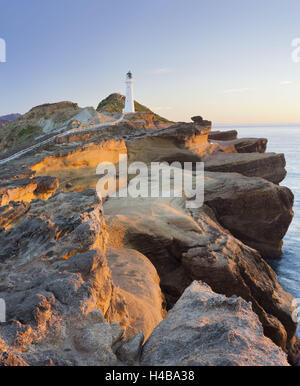 Château Point Lighthouse, grès, Wellington, Île du Nord, Nouvelle-Zélande Banque D'Images