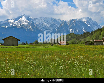 L'Allemagne, la Haute-Bavière, Farchant, Werdenfelser Land, du Wetterstein Banque D'Images