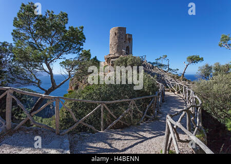 Ancienne tour Torre del Verger près de l'île de Majorque, Banyalbufar, Banque D'Images