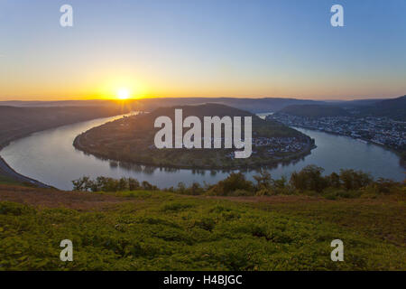 L'Allemagne, le Rhin, Rhénanie-Palatinat, Boppard, Rhin, sunrise, boucle Banque D'Images