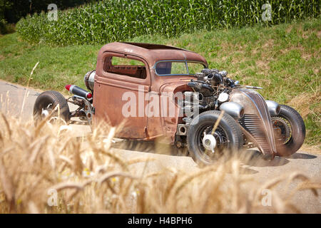 Hot-Rod, Rat-Rod, auto-construction avec moteur radial avion Banque D'Images