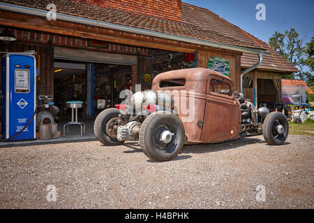 Hot-Rod, Rat-Rod, auto-construction avec moteur radial avion Banque D'Images