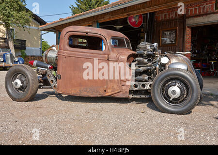 Hot-Rod, Rat-Rod, auto-construction avec moteur radial avion Banque D'Images