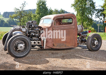 Hot-Rod, Rat-Rod, auto-construction avec moteur radial avion Banque D'Images