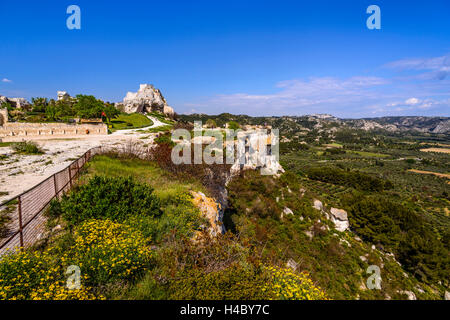 France, Provence, Bouches-du-Rhône, Les Baux-de-Provence, chÔteau des baux, les ruines du château Banque D'Images