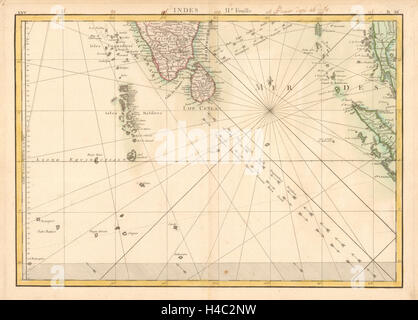 Indes IIe Feuille. BONNE. Océan Indien Maldives Chagos Ceylan Forêt Classée c1770 la carte Banque D'Images