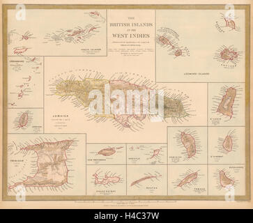 'British îles des Antilles". SDUK. La Jamaïque BVIs St Lucia 1835 Ancien site Banque D'Images