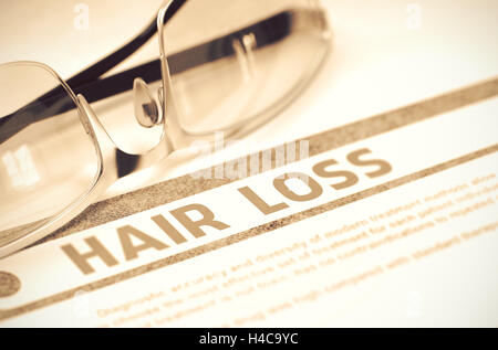 Le diagnostic - La perte de cheveux. Concept de la médecine. 3D Illustration. Banque D'Images