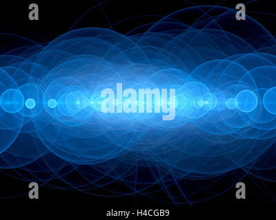 Des bulles dans l'espace lumineux bleu, générée par ordinateur résumé fond, 3D render Banque D'Images