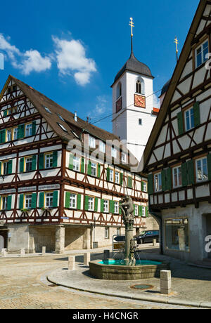 Allemagne, Bade-Wurtemberg, prairie de la pâte, l'hôpital pour l'Esprit Saint, aujourd'hui maison de soins infirmiers pour les personnes âgées, collegiate Church St. Cyriakus, marché avec bien de l'éléphant, Banque D'Images