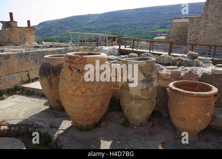 Crète, Knossos, le palais Minoer, partie de l'usine, d'amphores Banque D'Images