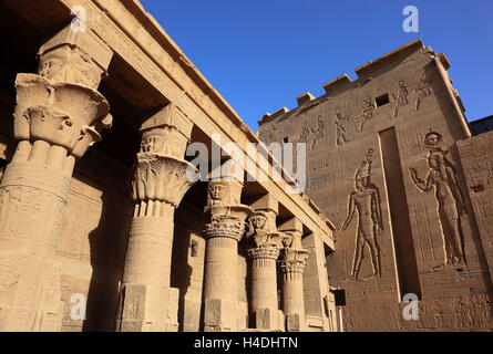 Isistempel, temple Isis Philae sur l'île Agilkia, temple d'Isis, la partie centrale du temple, de l'Afrique, de la Haute Égypte, Banque D'Images